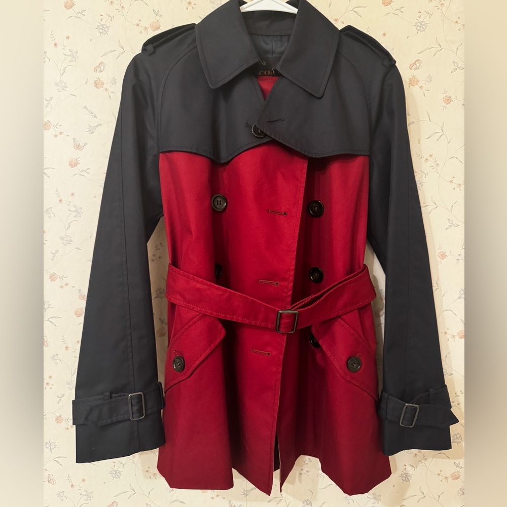 🍂Coach Color Block Short Trench Coat🍂